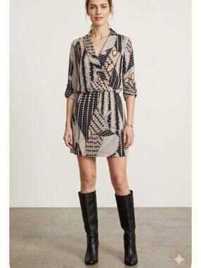Cache' Silk Mod Faux Wrap Dress